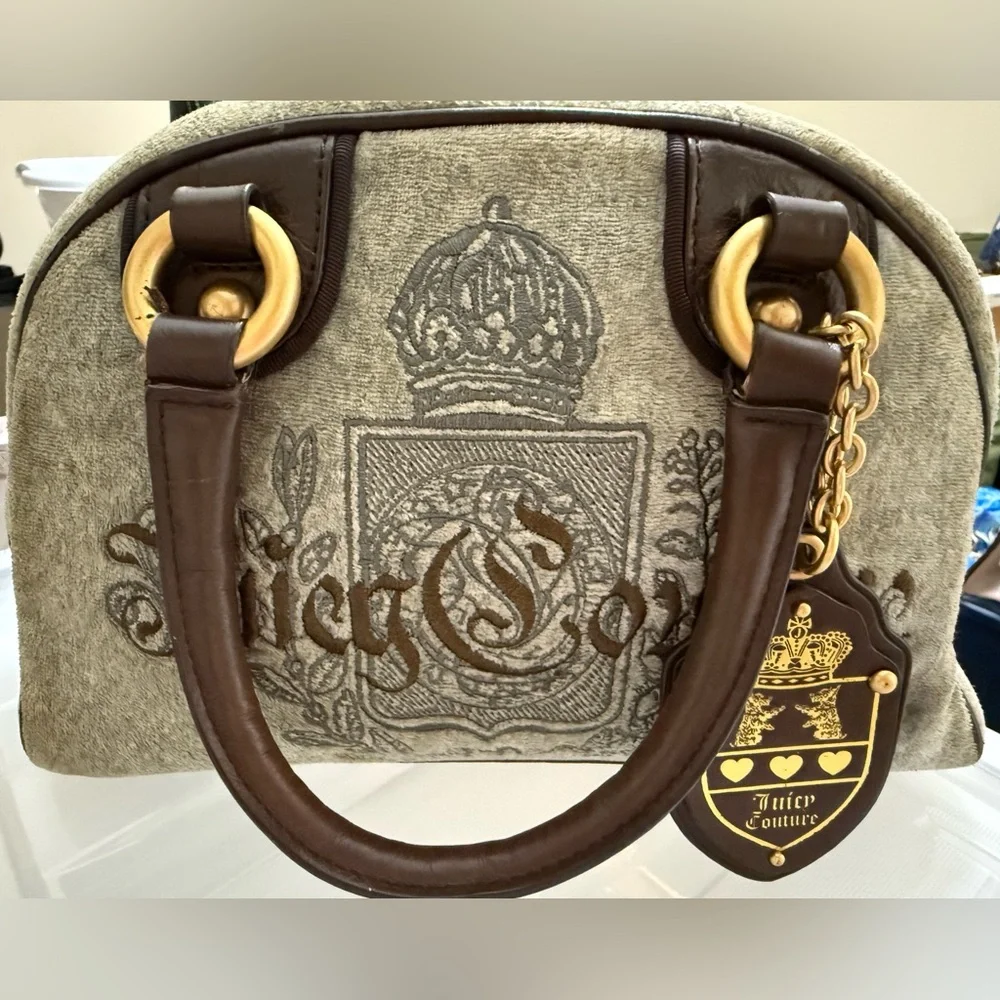 Juicy Couture Bowler Style Grey and Brown Shoulder Bag - Picture 2 of 7